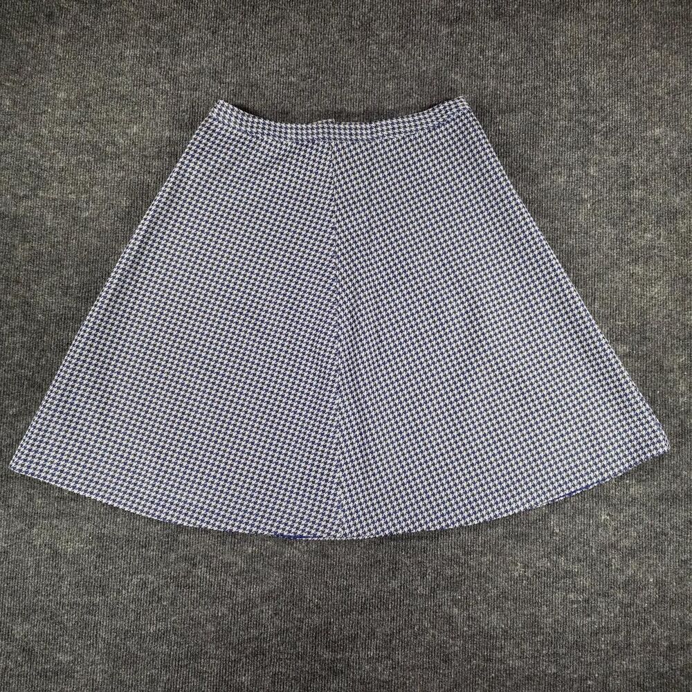 Blue and White Houndstooth Women's Skater Skirt
